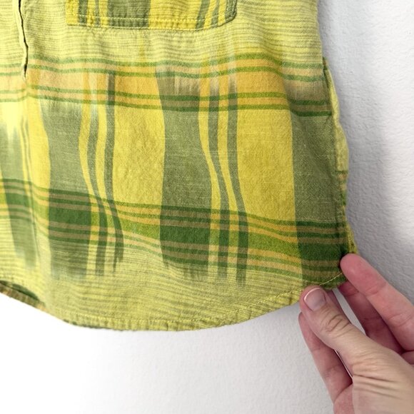 Anthropologie Pilcro Hannah Surf Plaid Popover Size XS‎ Chartreuse Casual Summer - Picture 5 of 10